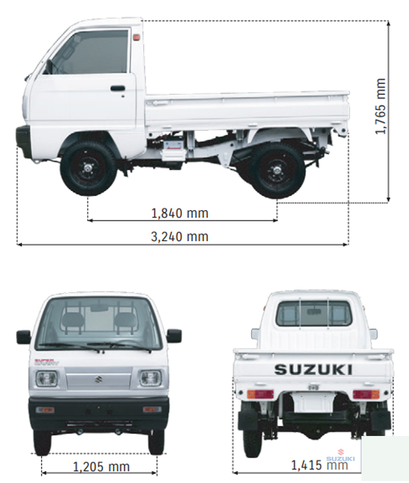kích thước xe tải suzuki carry pro